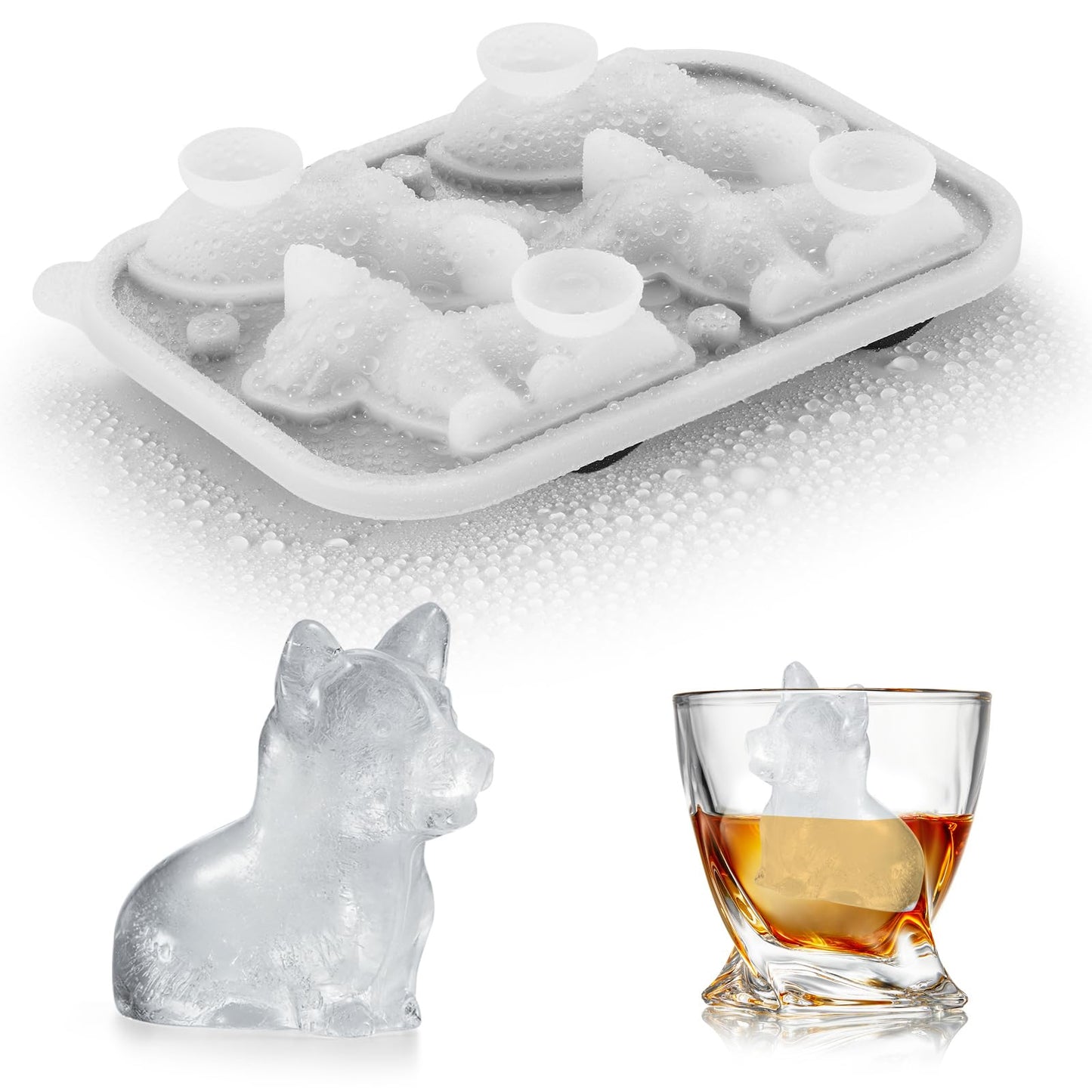 ACOOKEE French Bulldog Ice Cube Mold, Fun Shapes Frenchie Bull Dog Ice Cube Tray, Silicone Dog Treat Mold, Cute Novelty French Bulldog Gifts for Baking & Freezing Decor, BPA Free & Heat Resistant