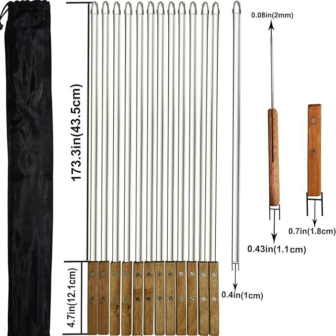 Vokop 12 Pack Kebab Skewers 22 Inch Stainless Steel Grilling Skewer