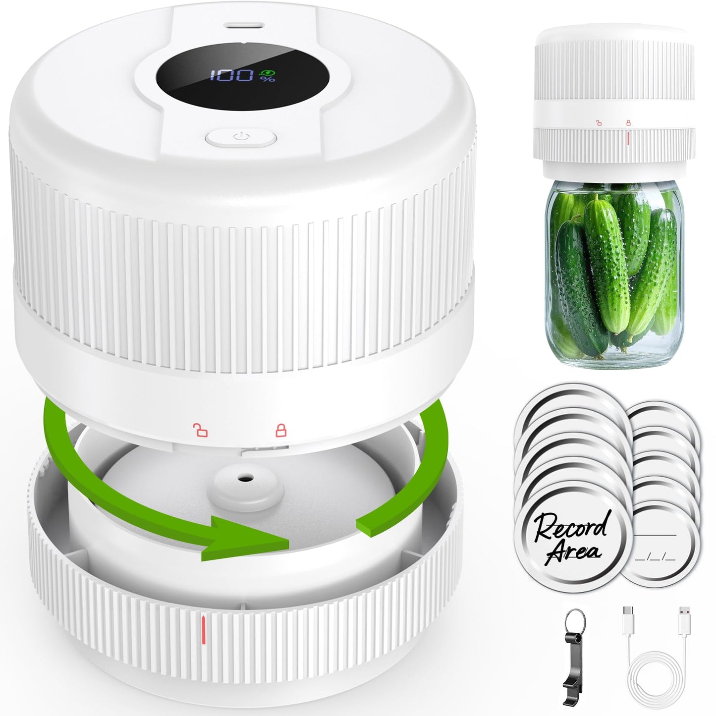 Mason Jar Vacuum Sealer Kit, Electric Sealer for Wide and Regular Mouth Mason Lids, Canning Vacuum Sealer Mason Jar, Automatic Vacuum Sealer Machine for Food Storage - Saxe Blue