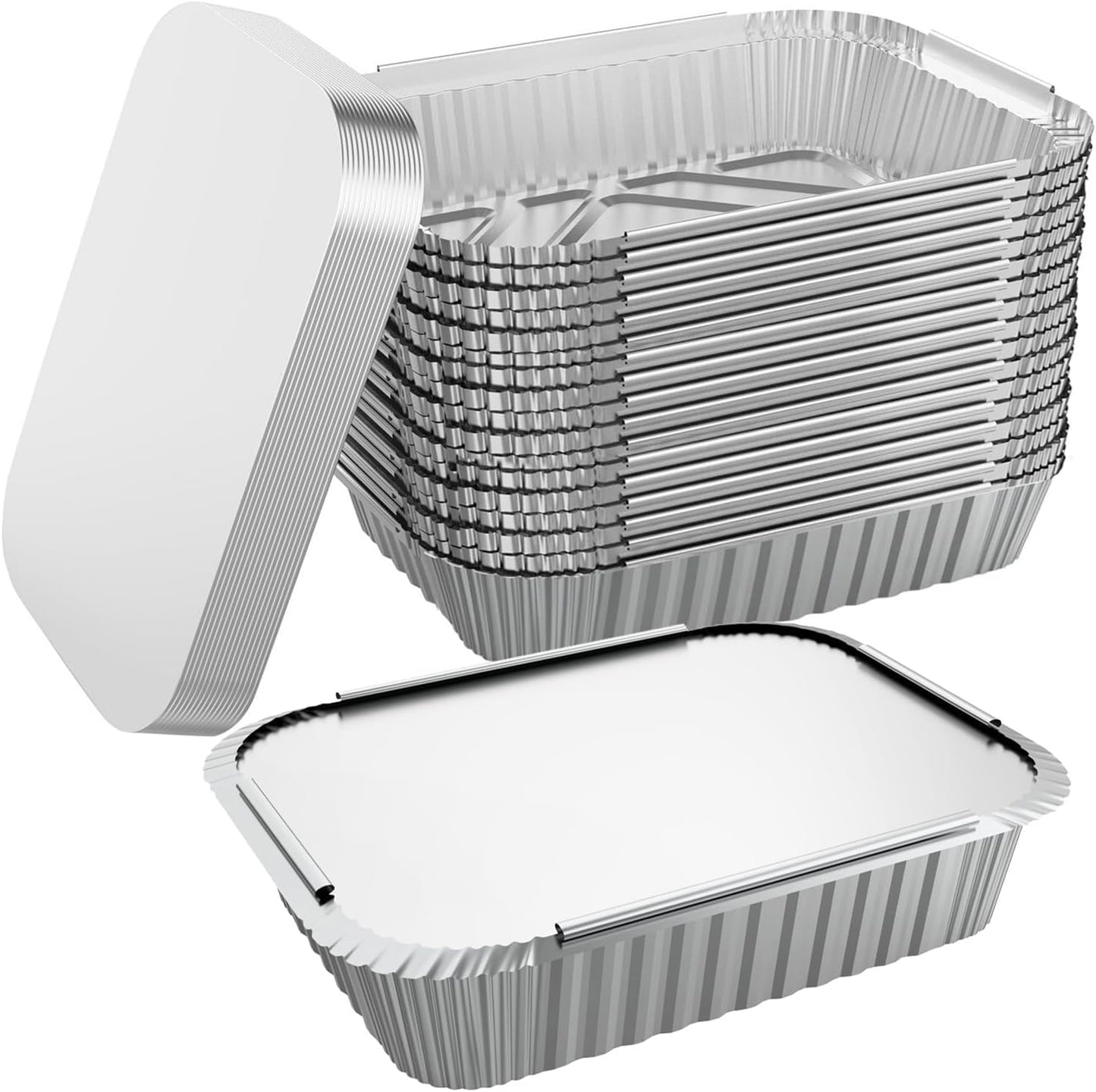WANBAO 8.3"x6.2" 2.25LB Disposable Tin Foil Pans with Lids, 150 PACK