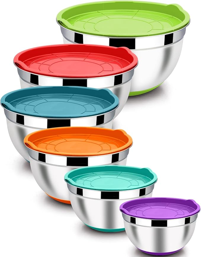 LIANYU Stainless Steel Mixing Bowls Set, Large 7, 3.5, 2.5, 2, 1.5, 1QT