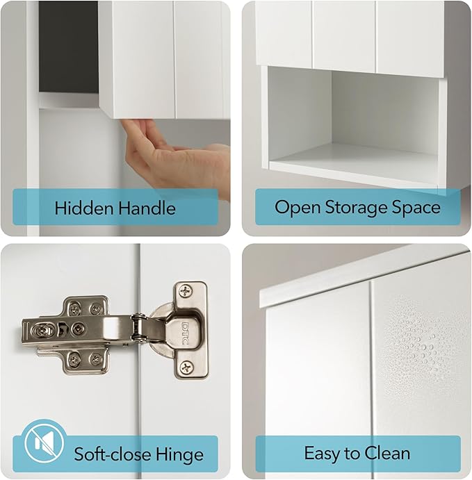 Bathroom Wall Cabinet with Single Door, Soft-Close Hinges, 15x27 inch Wooden Medicine Cabinet for Small Kitchen, Laundry, Entryway, Durable MDF Construction