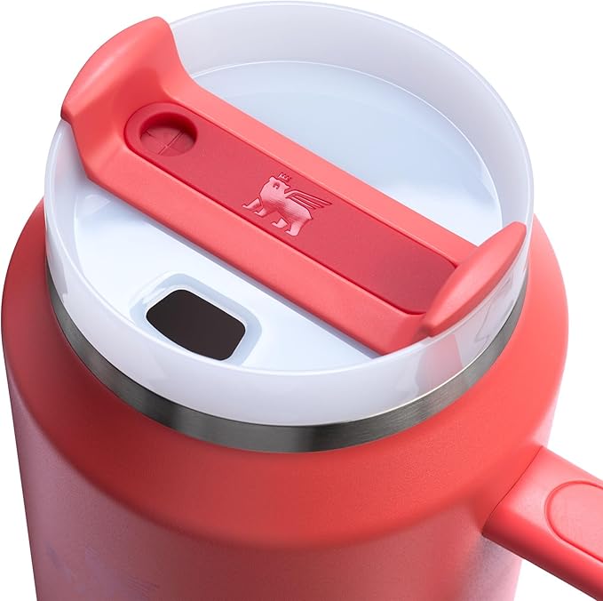STANLEY Quencher H2.0 Tumbler with Handle & Straw 64 oz | Flowstate 3-Position Lid | Large Capacity for Travel & Sports | Insulated Stainless Steel Cup | BPA-Free | Hot Coral