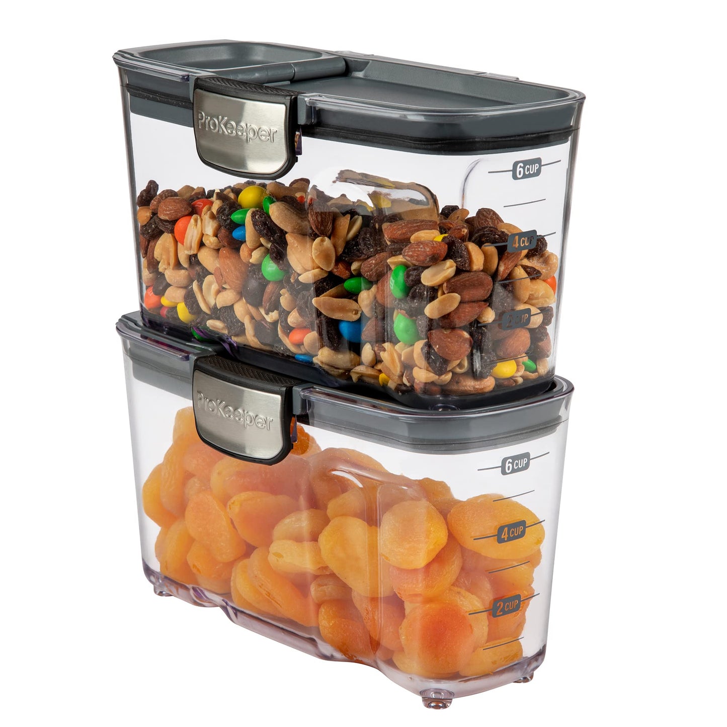 Progressive International ProKeeper+ Clear Plastic Airtight Food Baker's Kitchen Storage Organization Container Canister Set with Magnetic Accessories, 2- Piece Set (Cereal 4.5-Quart)