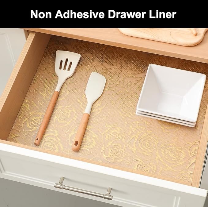 Cooyes Shelf Liner – Premium Non-Adhesive Cabinet & Drawer Liner for Kitchen – Waterproof Shelf Paper with Modern Pattern – Durable EVA Cabinet Mat – Easy to Cut （24" W x 240" L）