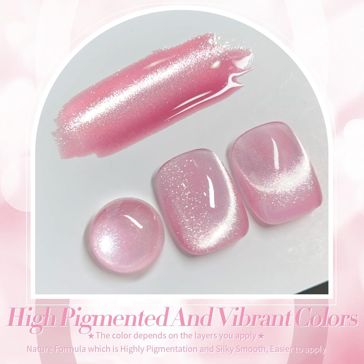 Born Pretty Cat Magnetic Eye Gel Nail Polish, Jelly Pink Glitter Cat Magnetic Gel Nail Polish, Holographic Magnetic Nail Polish for Nail Art Manicure Salon DIY at Home 15ML