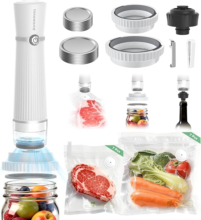 Compact Handheld Vacuum Sealer Machine for Food with 14 Reusable Bags