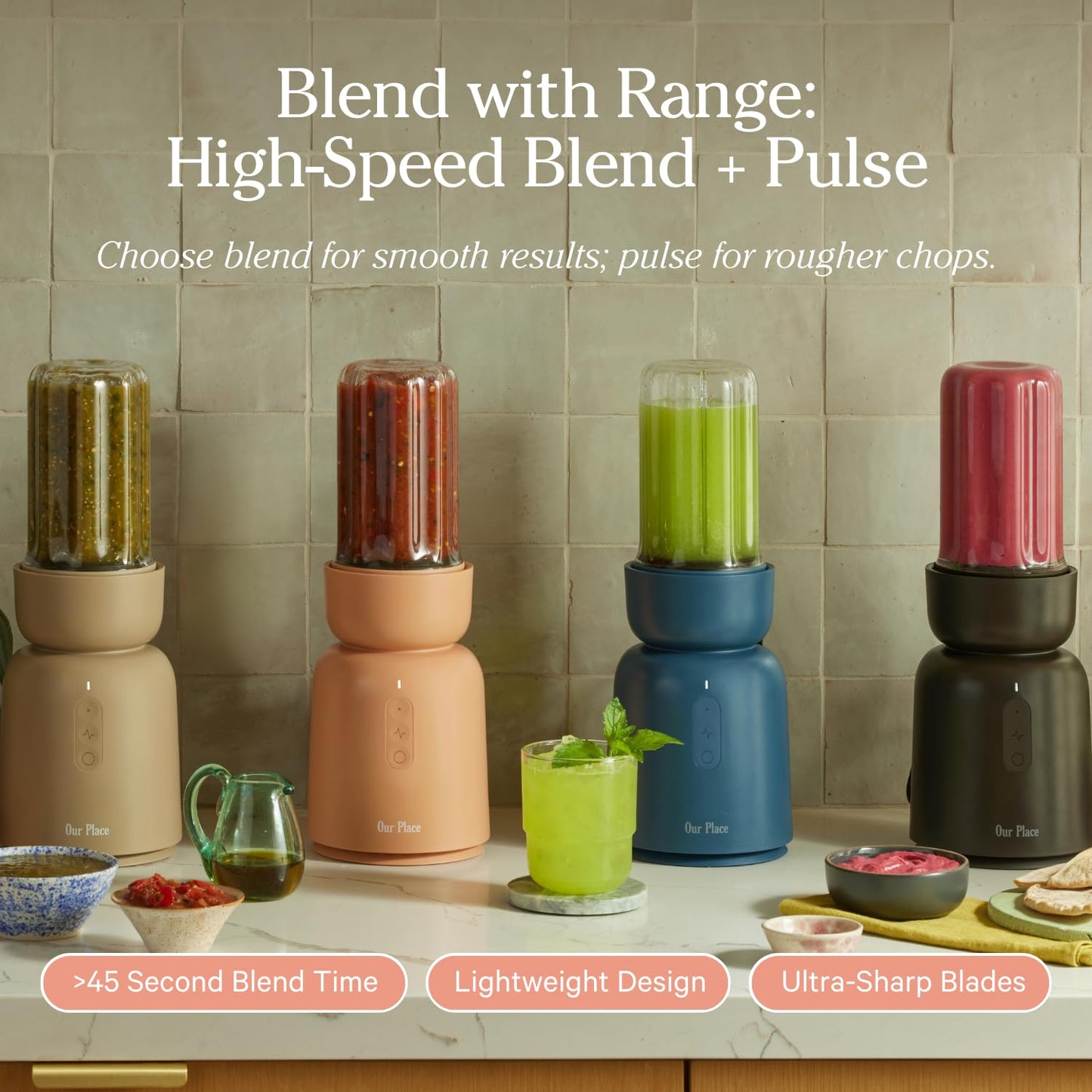 Our Place Splendor Blender, 1000W High-Power Blender with 25 oz Travel Cup