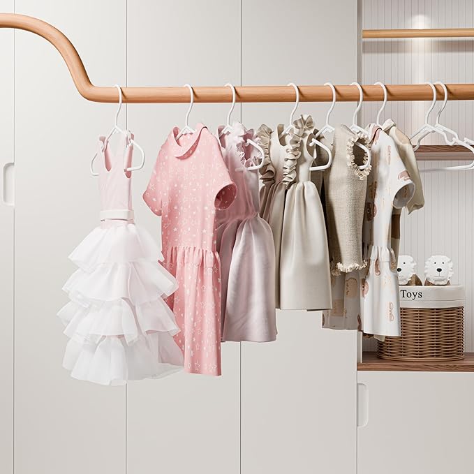 VTRIN Baby Hangers 60 Pack Large Capacity Hard Plastic Kids Hangers Suitable for All Clothes of Infant and Toddler, Such as Short, Shirts and Thick Coats, for Kids Clothes