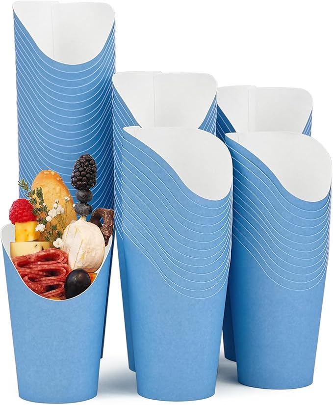 CAMKYDE 100 Pcs French Fries Holder, 12oz Disposable Paper French Fry Cups Black Charcuterie Cups for all Occasions (12oz, Black)