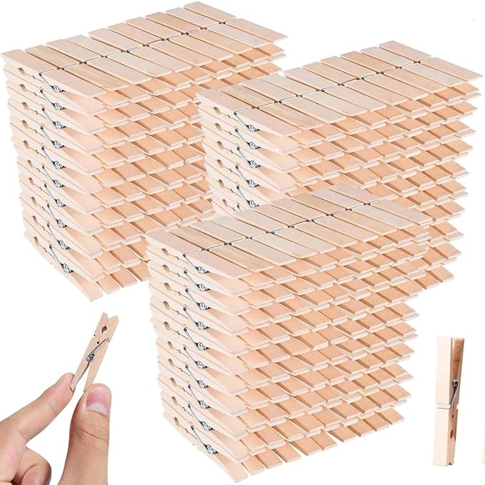 SenseYo 300 Pcs 1.9 Inch Wooden Clothespins Clips for Hanging Clothes, Craft, Home