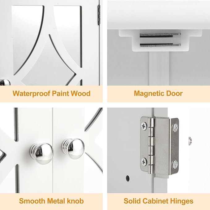 RoyalCraft Bathroom Wall Cabinet with Mirror, Over The Toilet Storage Cabinet with Towel Rack and Adjustable Shelf, Large Bathroom Medicine Cabinet Wall Mount 22x25 inch (White)