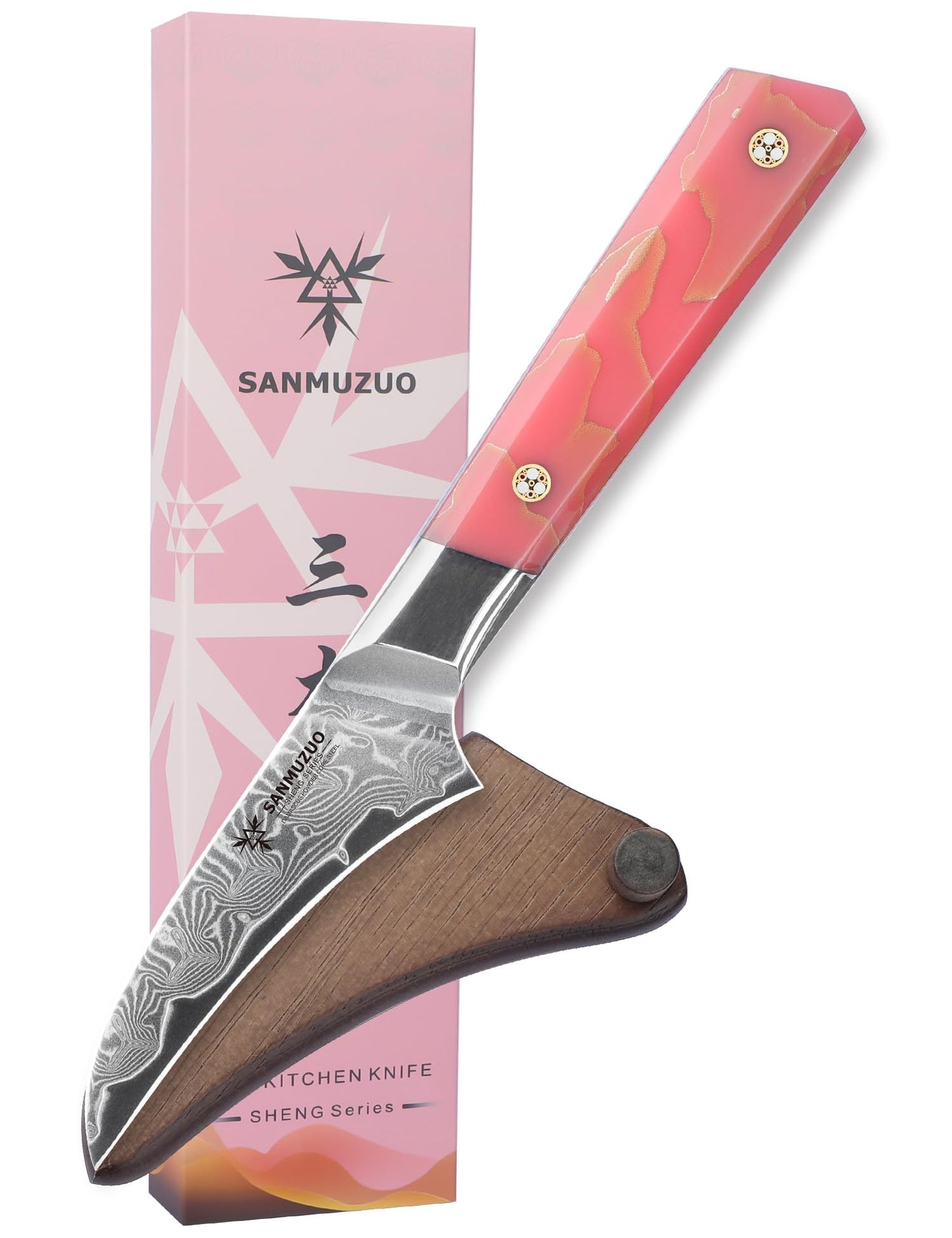 SANMUZUO Kitchen Chef Knife 8 Inch, Professional Kitchen Knife, Ultra Sharp Damascus Powder Steel with Full-tang Resin Handle, SHENG Series