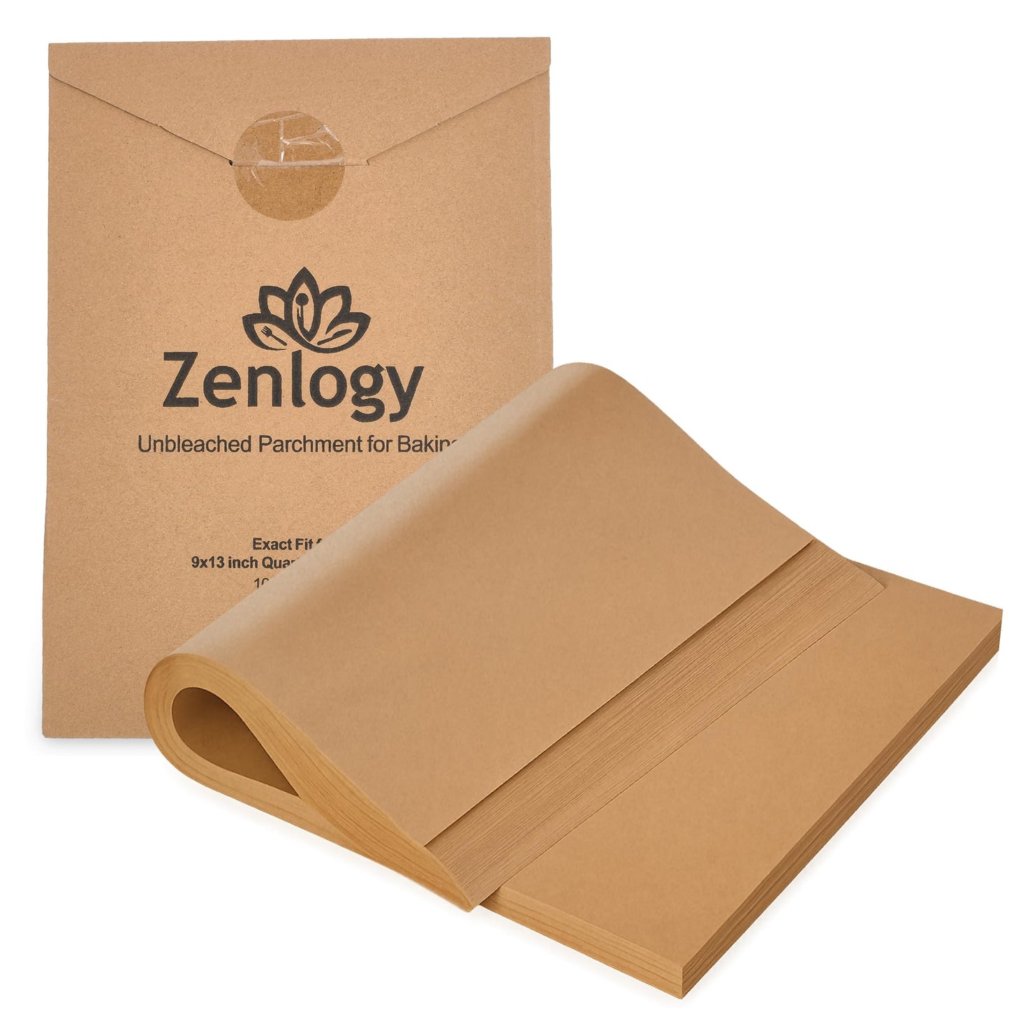 Zenlogy 9x13 Parchment Paper, 100 Sheets, Pre-Cut, Baking & Roasting