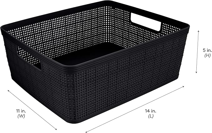 Simplify 10 Piece Organizing Set | Multiple Size Bins | Multipurpose | Office | Desk | Dorm | Bathroom | Storage Basket | Small Items | Accessories | Black (Pack of 6)