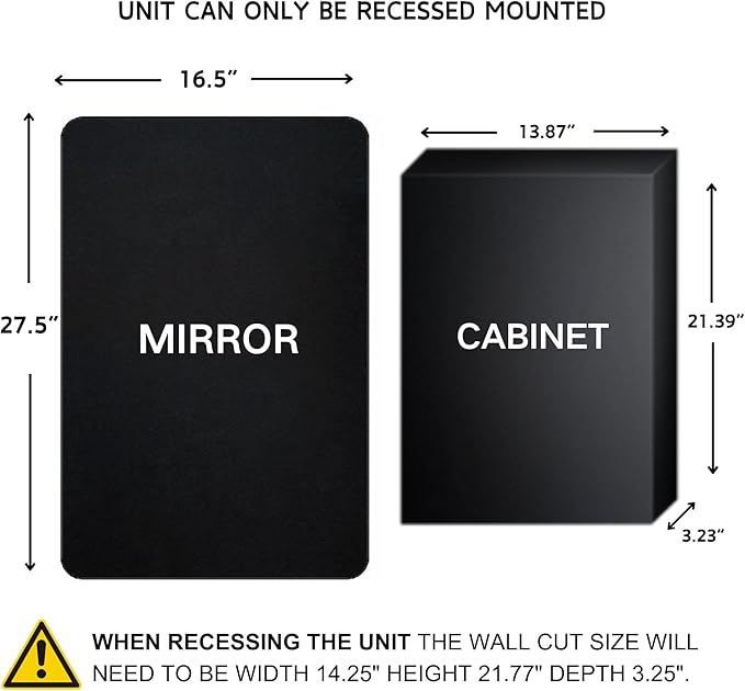 TEHOME Farmhouse Black Metal Framed Recessed Bathroom Medicine Cabinets with Mirror Rounded Rectangle Medicine Cabinet with BeveledMirros,16.5x27.5''