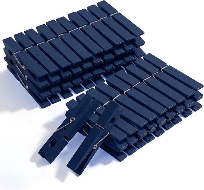 Mr. Pen- Wooden Clothes Pins, Natural Wood, 50 Pack, 2.9 Inch, Dark Blue, Rust Resistant Clothes Pins for Hanging Clothes, Clothes Pins Wood, Clothing Pins, Clothes Pegs, Clothespins, Wood Clothespin
