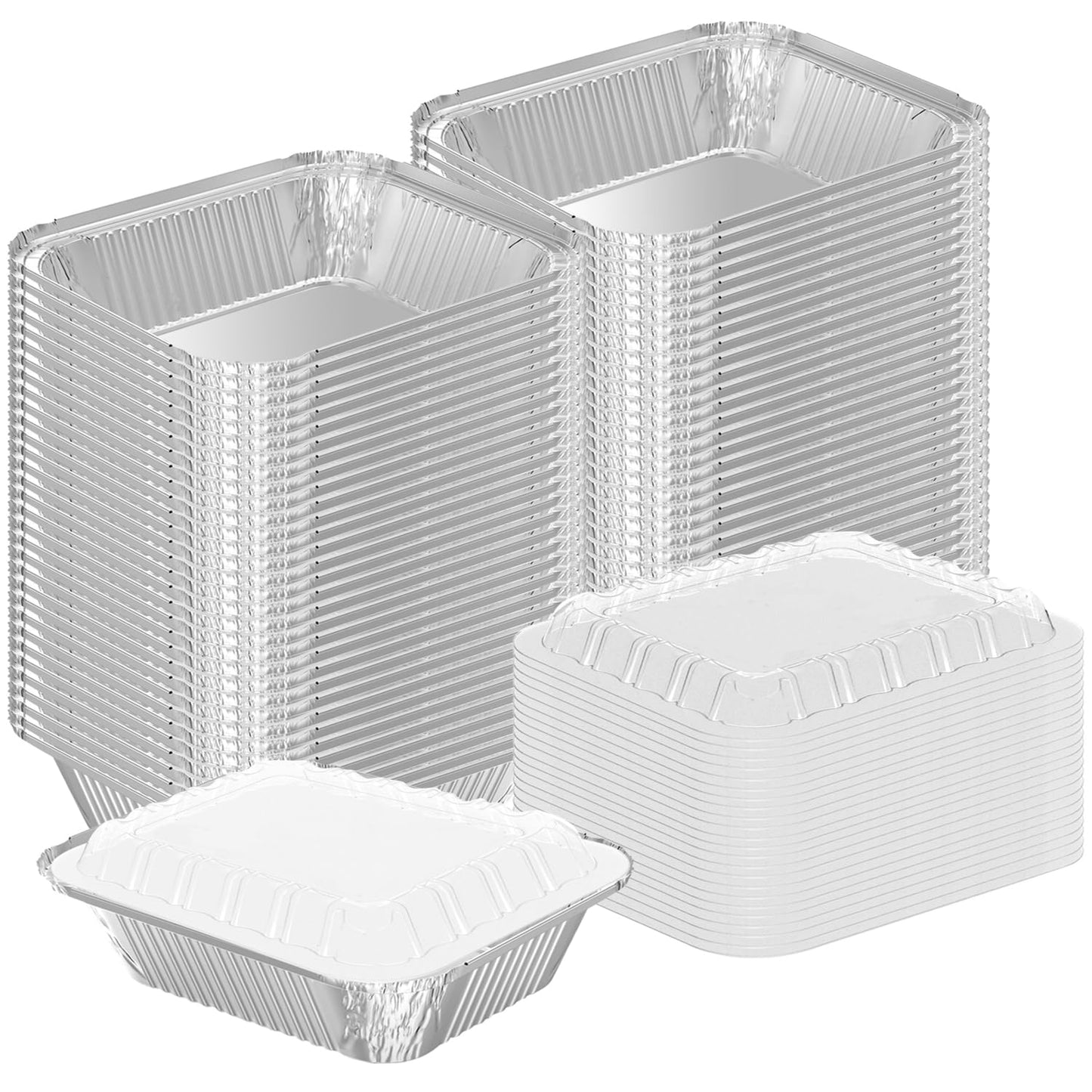 WANBAO 8.3"x6.2" 2.25LB Disposable Tin Foil Pans with Lids, 150 PACK
