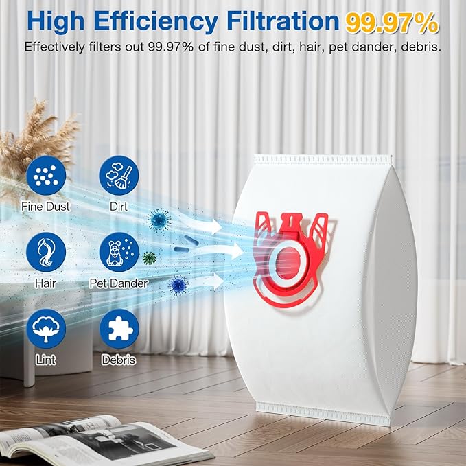 20 Pack 3D Airclean FJM Vacuum Cleaner Bags for Miele FJM Vacuum Cleaner