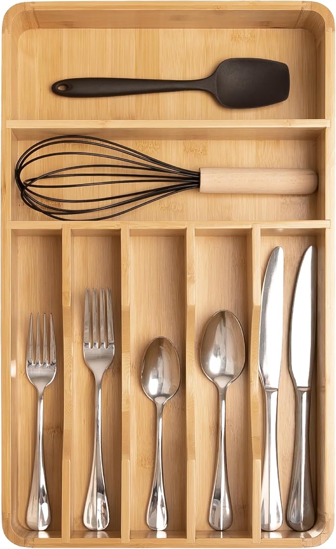 KitchenEdge Silverware & Utensil Organizer, Fixed 10.5 in, Black