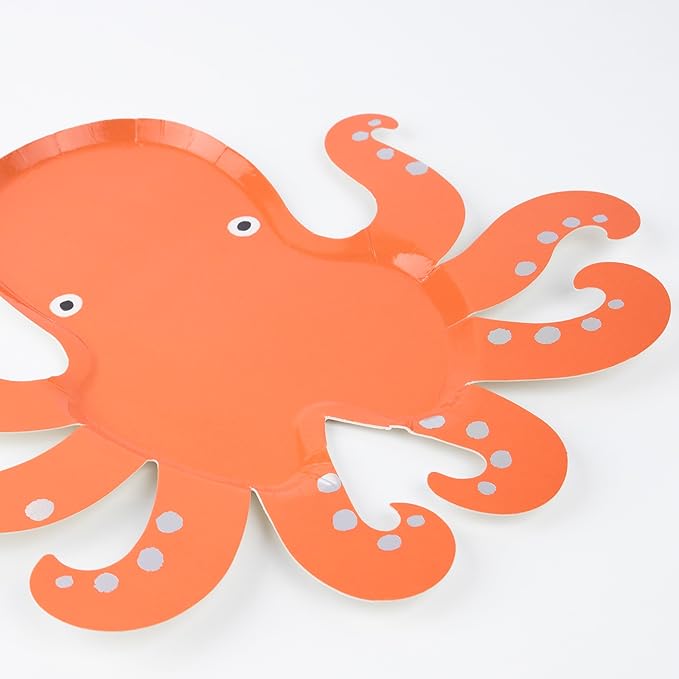Meri Meri Under the Sea Party Plates, Pack of 8 Fun Shaped Disposable Plates, Ocean Themed Party Decorations