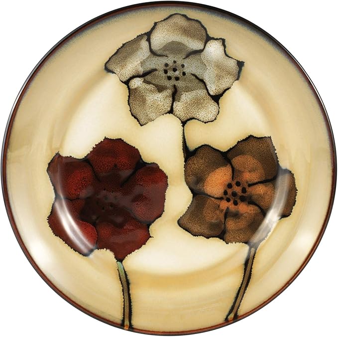Pfaltzgraff Painted Poppies 16-Piece Stoneware Dinnerware Set, Service for 4, Dinner Plates, Salad Plates, Bowls and Mugs, Dishwasher and Microwave Safe