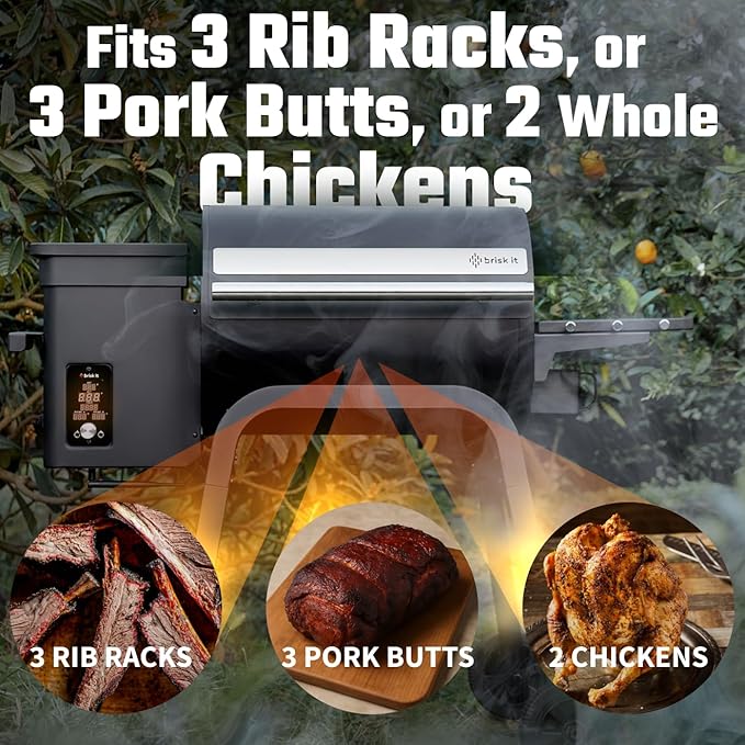 Brisk It Zelos-450 Wood Pellet Grill & Smoker, 450 Sq In, WiFi and A.I.