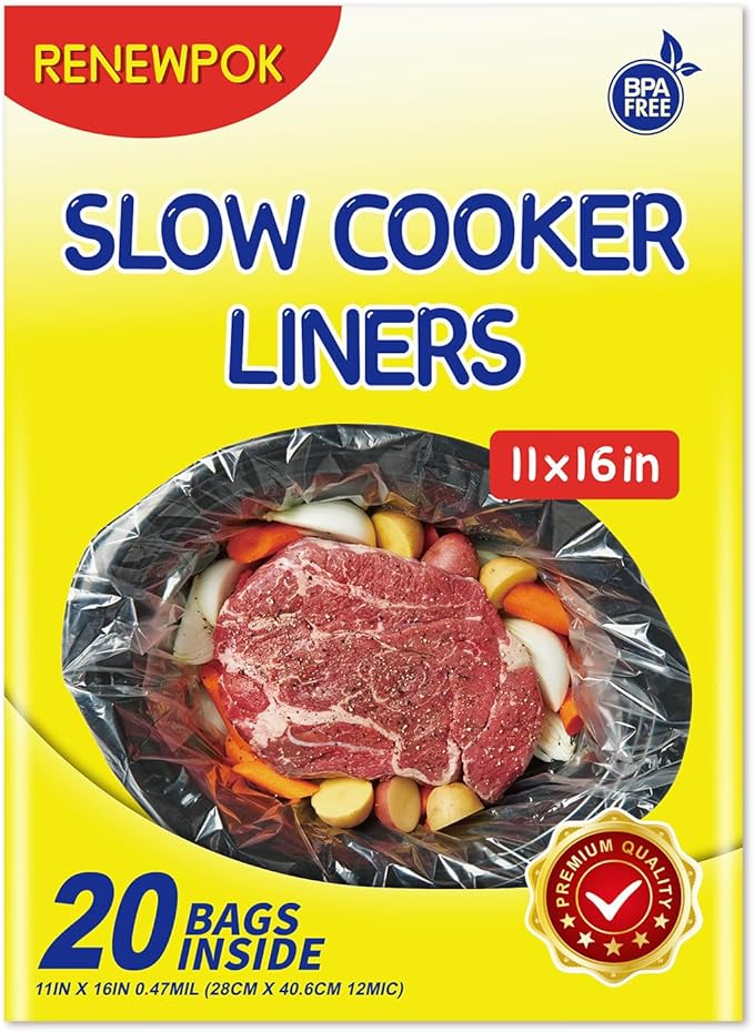 Slow Cooker Liners,6-10 Quart Cooking Bags Extra Large Size 14"x 22", Disposable Slow Cooker Bags Oval For Crock Pot 20 PCS