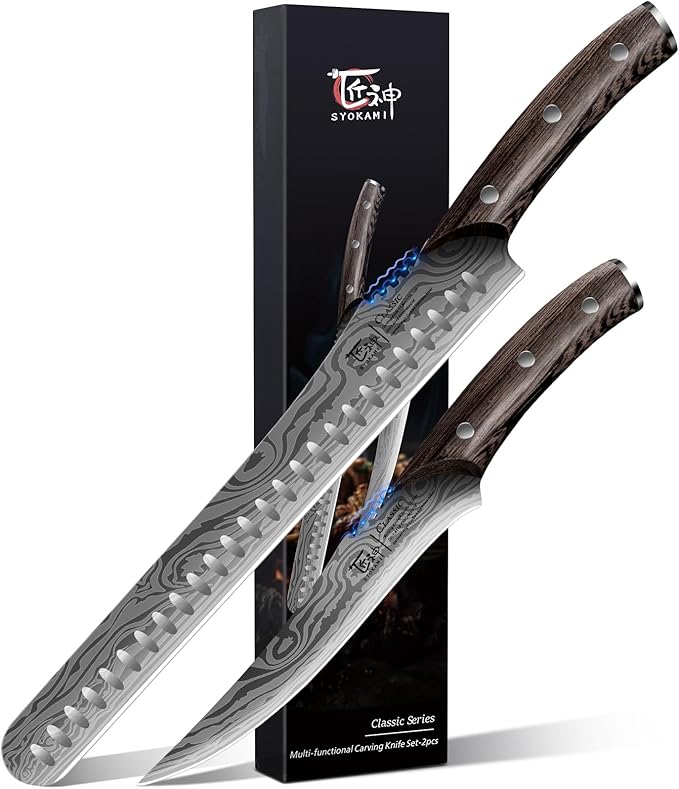 SYOKAMI Brisket Slicing Knife Set, Carving & Boning Knife for Meat & Turkey