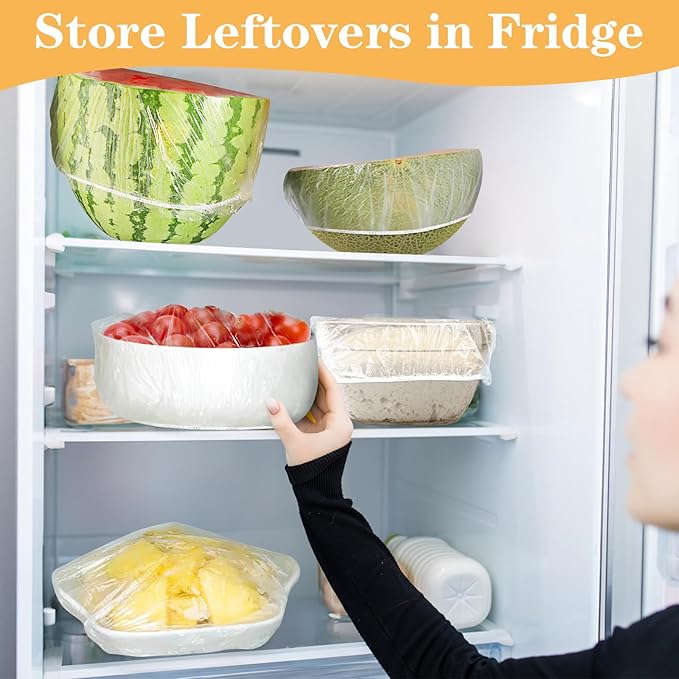 200 Pcs Bowl Covers for Bread Proofing, Plastic Shower Caps for Sourdough Bread, Food Covers Stretch Reusable Elastic, Keep Food Fresh and Dust Away