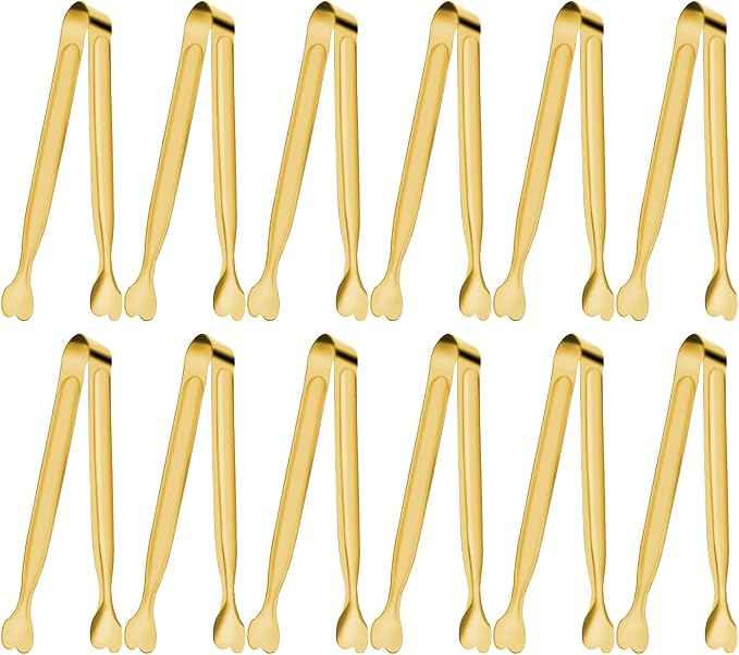 Small Serving Tongs, Anytrp 12-Pack Stainless Steel Sugar Tongs, 5.3inch Kitchen Metal Appetizers Tong for Serving Food, Buffets, Coffee Bar, Tea Party, Desserts Party and Ice Bucket