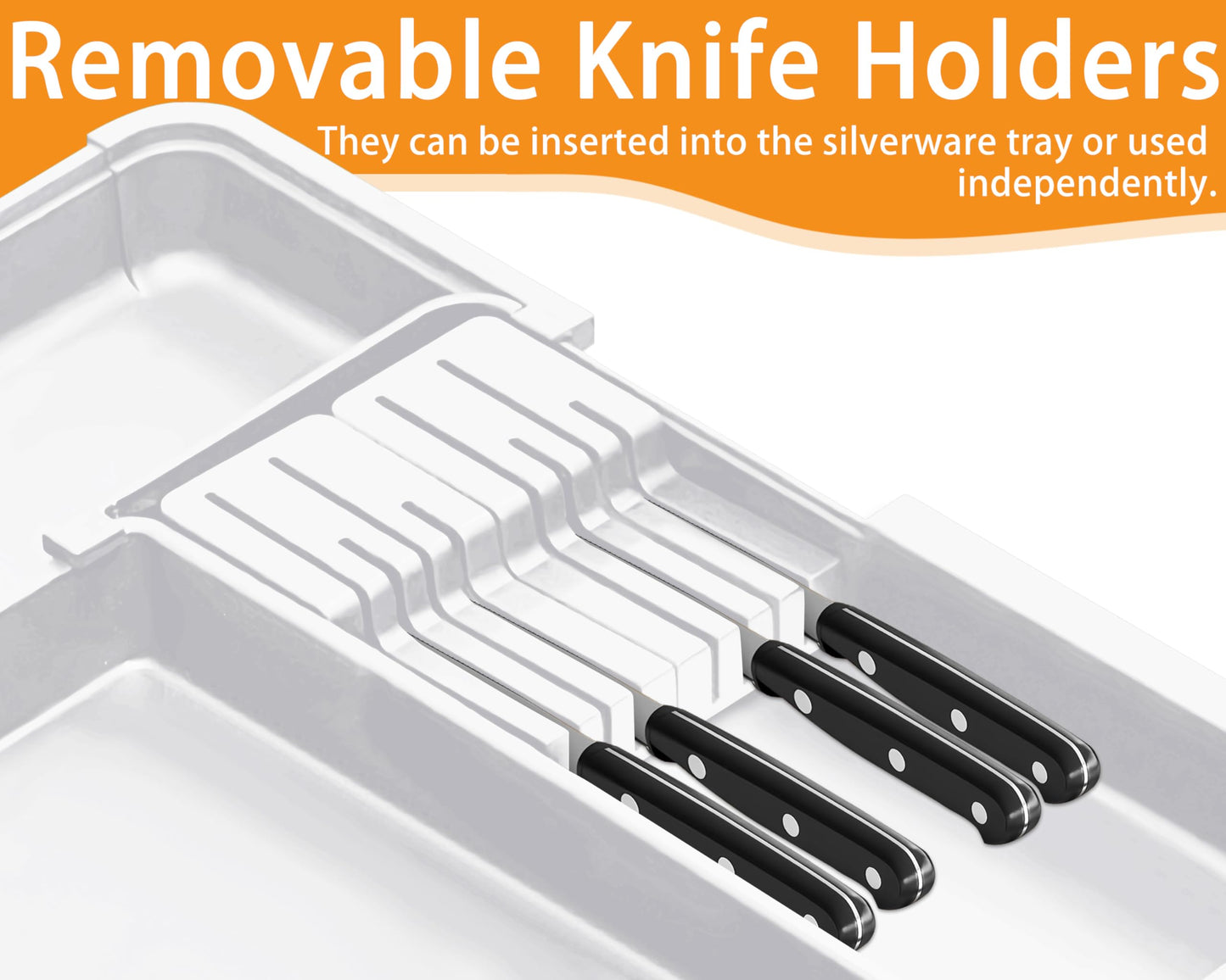 Homecor Large Utensil Organizer for Kitchen Drawer, Expandable Silverware Drawer Organizer Cooking Tray, Cutlery and Flatware Utensil Holder Kitchen Spatula Tools Storage with 3 Dividers, Grey