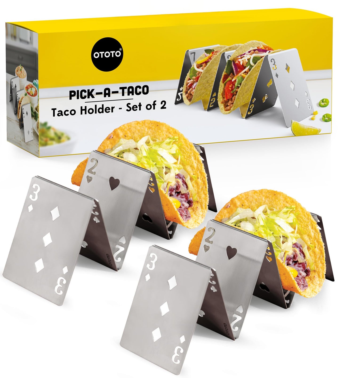 NEW - OTOTO Catos Taco Holder Set of 3 - Taco Shell Holder, Taco Stand, Taco Tray, Cute Kitchen Accessories, Weird Gifts, Cooking Gifts, Funny Gifts, Taco Stands for 3 Tacos, Fun Kitchen Gadgets