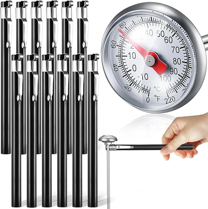 Xuhal 12 Pcs Stainless Steel Kitchen Dial Thermometer 5",Black