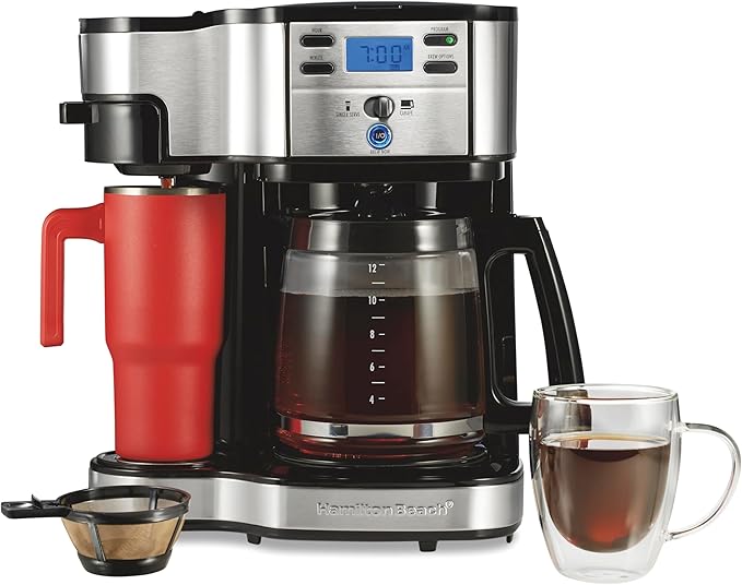 Hamilton Beach 2-Way Brewer Coffee Maker, Single-Serve and 12-Cup Pot, Black/Stainless Steel(49980A), Carafe