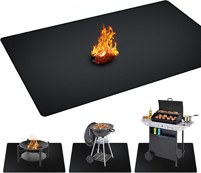 rumlick 90 x 48 inches Under Grill Mats for Outdoor Grill Patio & Deck BBQ