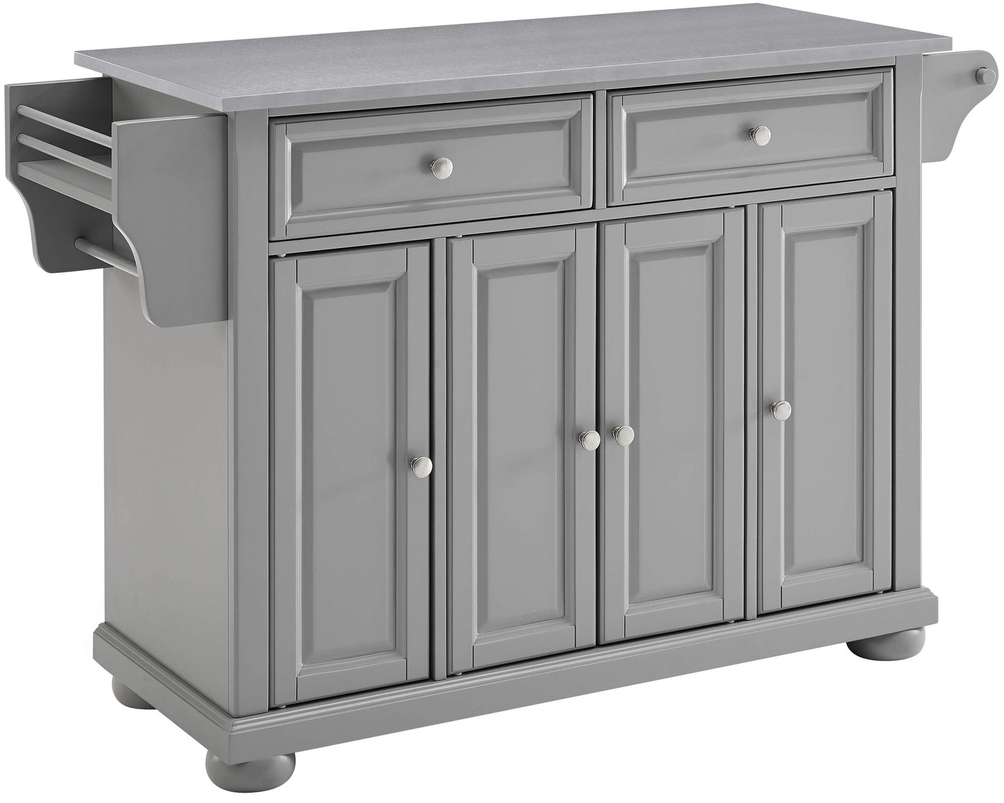 Crosley Furniture Alexandria Wood Top Rolling Kitchen Island Storage Cart, Microwave Stand, Spice Rack, Black