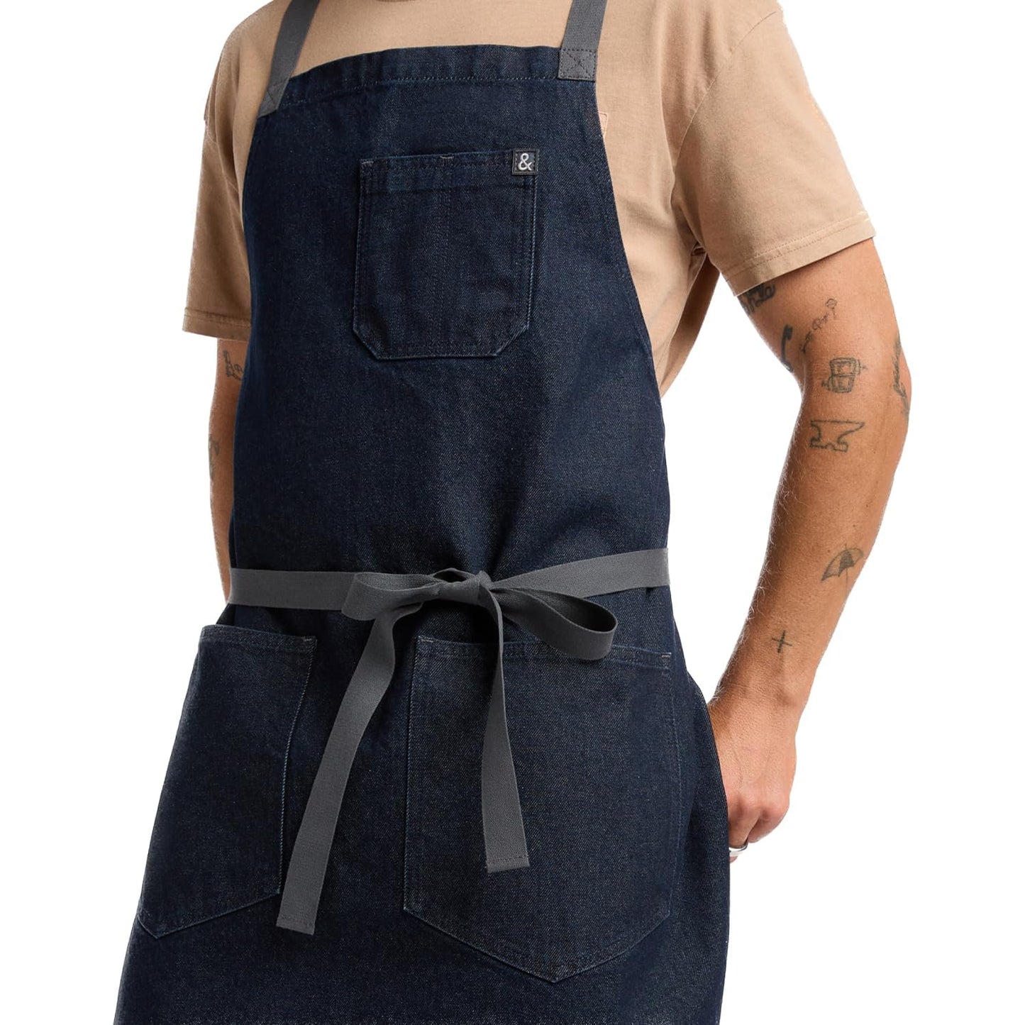 hedley & bennett Crossback Chef Apron, Pockets & Towel Loop, Oyster Gray