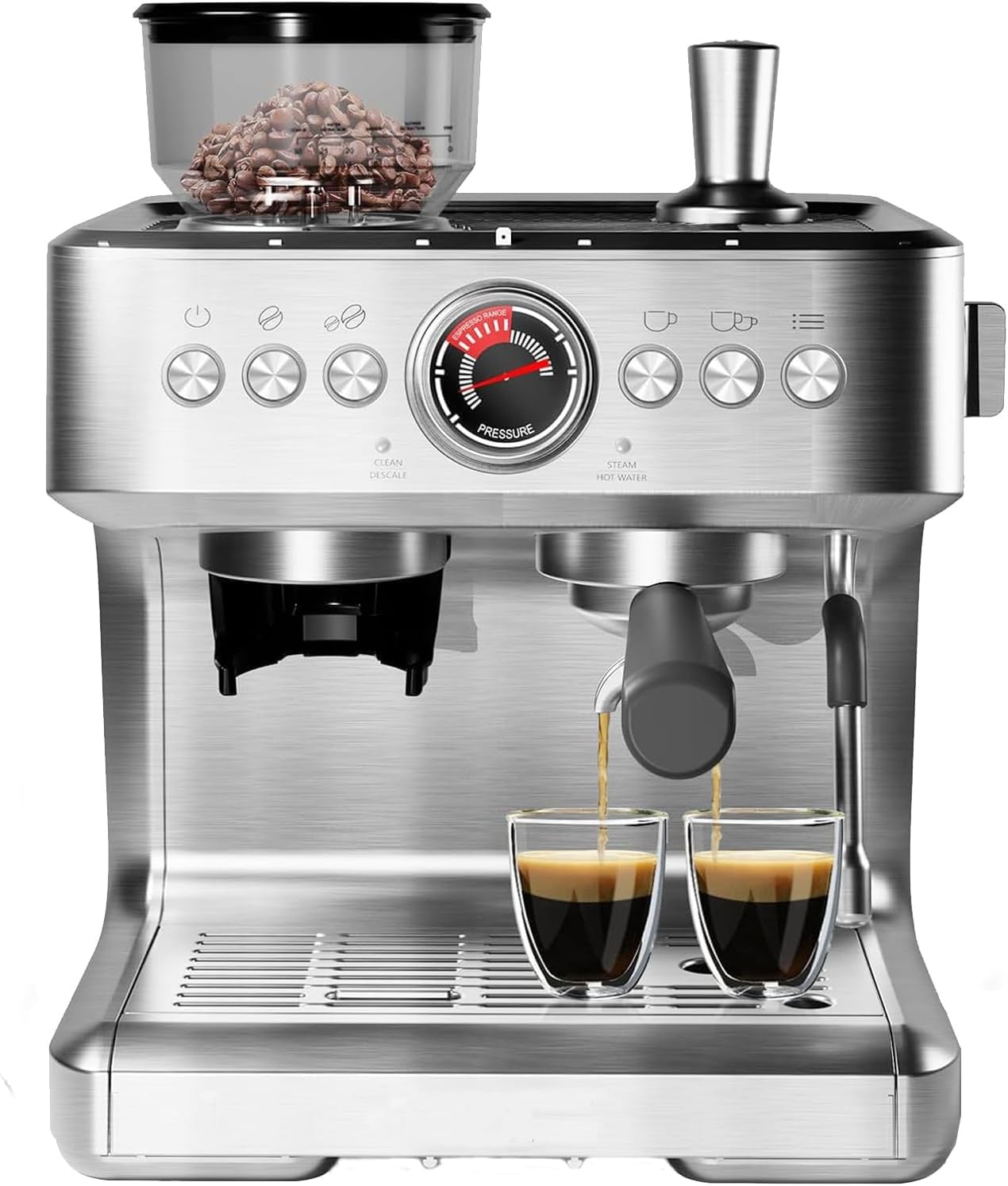 Garvee Espresso Machine With Grinder, 20 Bar Professional Coffee Maker With Milk Frother Steam Wand for Cappuccino, Latte, Macchiato, 95 oz Removable Water Tank, Smart PID Temperature Control