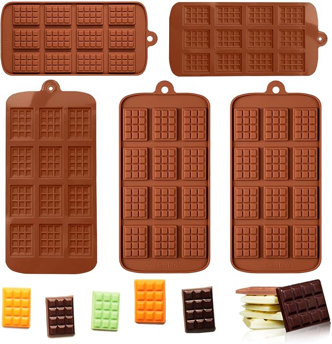 2 Pieces Silicone Break Apart Chocolate Moulds,Silicone Square Mold,Non-Stick Candy Chocolate Bar Mold,Reusable Candy Protein Silicone Chocolate Mold