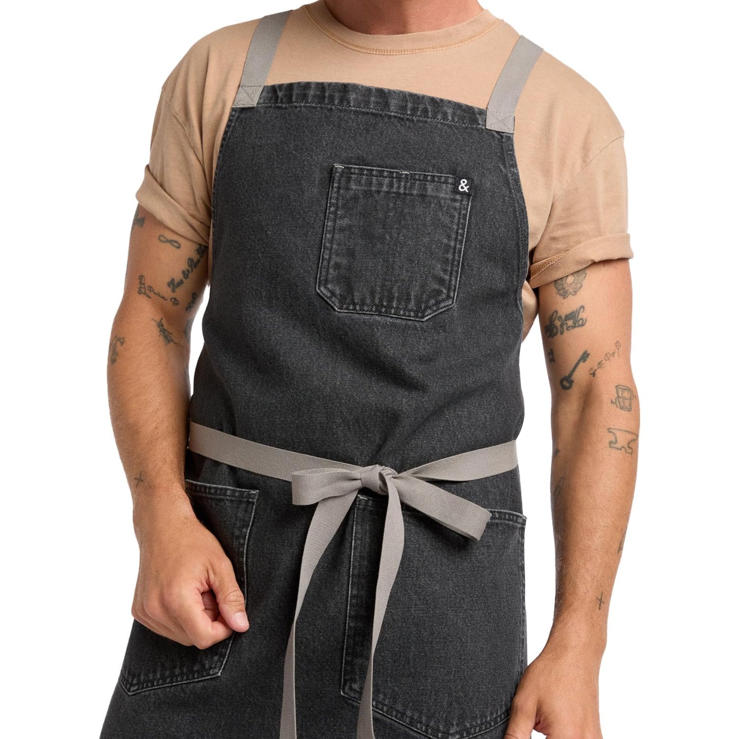 hedley & bennett Crossback Chef Apron, Pockets & Towel Loop, Oyster Gray