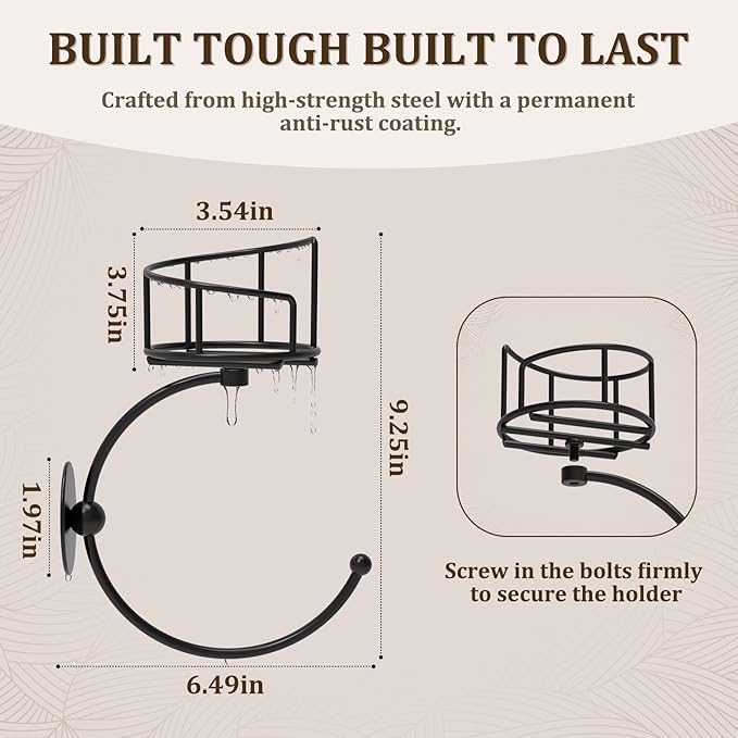 Hand Towel Holder for Bathroom with Vintage Wall Mounted Candle Holder, Rustproof Anti-Corrosion Alloy Unique Black Towel Hook, Sturdy Coat Hanger for Vintage Kitchen Bathroom Decor