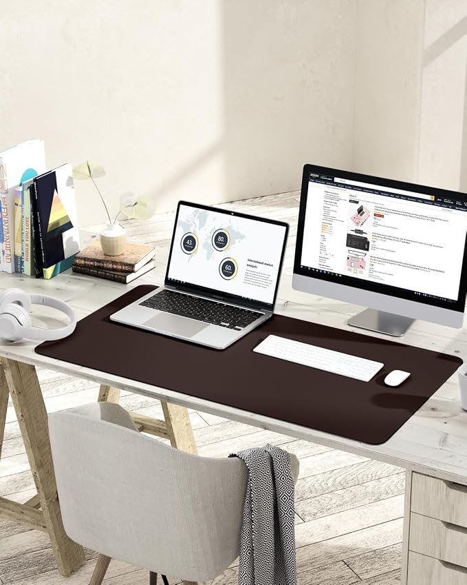 YSAGi Non-Slip Leather Desk Pad L Size, Waterproof Laptop Computer Desk