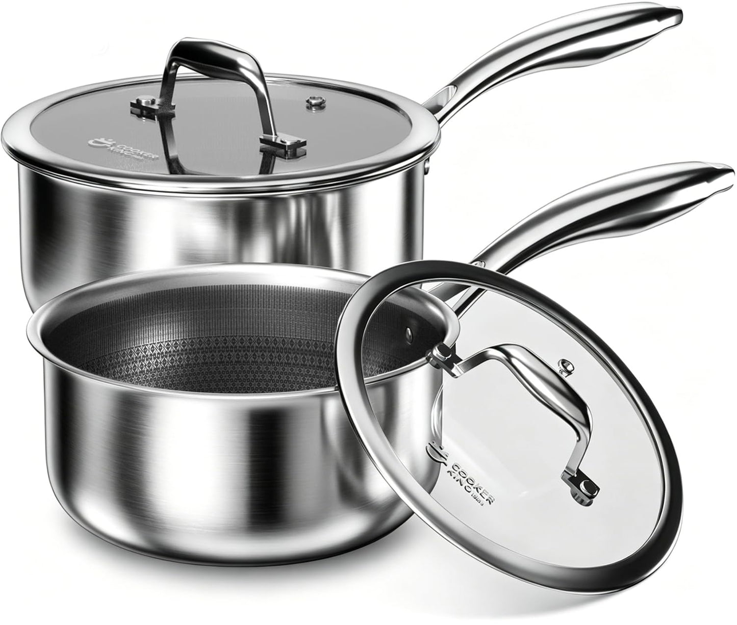 COOKER KING Stainless Steel Saucepan with Lid - 3 Quart Small Cooking Pot