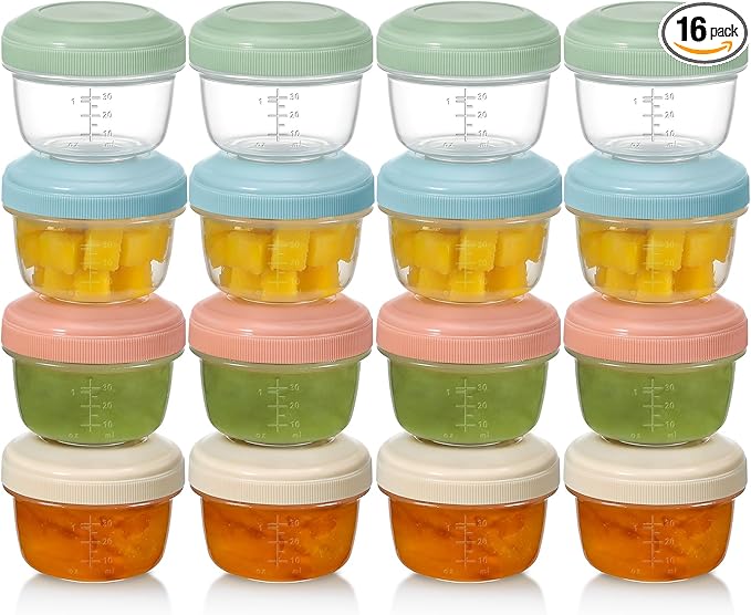 VITEVER 16 Pack 2 oz Salad Dressing Container to Go, Small Condiment Containers with Lids for Lunch Bento Box, Reusable Plastic Snack Jars, Deli Containers, Colorful Sauce Cups, Dishwasher Safe