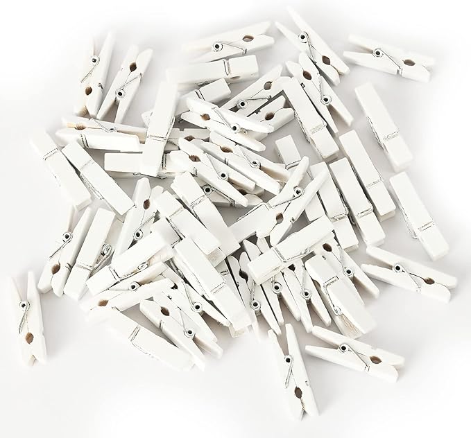 Mini Photo Clips, 128 Pcs, 1.4 Inch Small Wooden Clothespins for Baby Cloth, Pictures