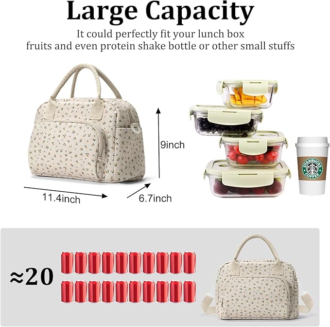 MEXS Insulated Lunch Bag for Women Men Large Reusable Lunch Box Adult Leakproof Portable Cooler Tote Bags for Work Picnic