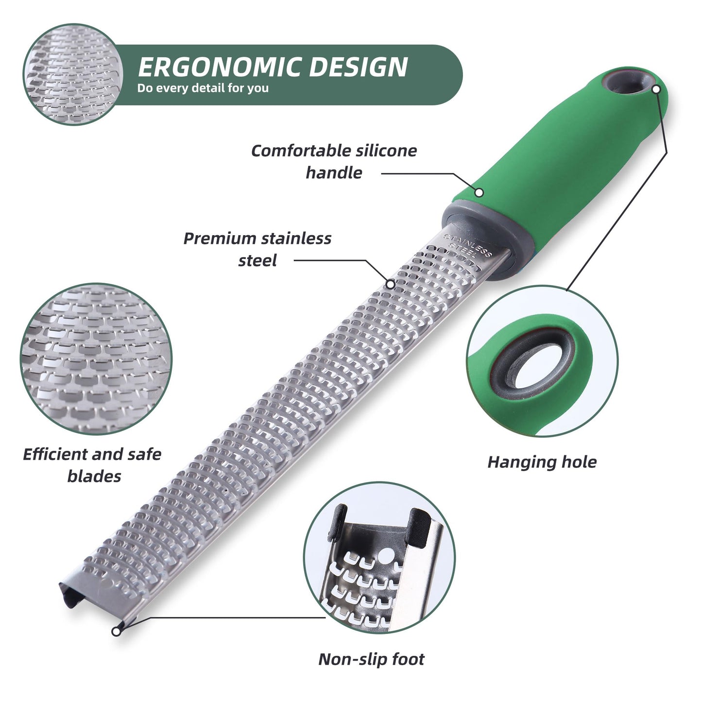 Lemon Zester Grater, Citrus Zester Grater with Handle, Kitchen Gadgets for Cheese, Lemon, Chocolate, Nutmeg, Ginger, Fruit, Vegetable, Stainless Steel Micro Cheese Grate, Dishwasher Safe(Narrow)