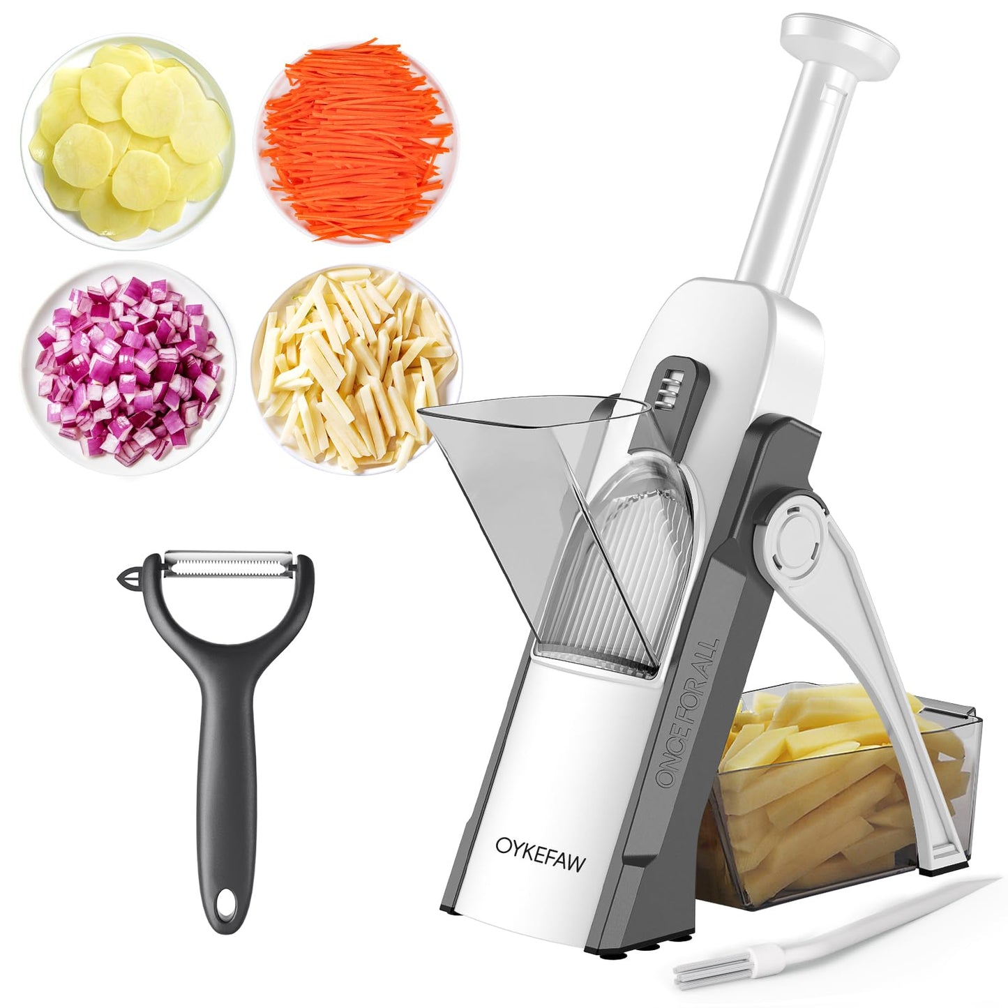 Safe Mandoline Slicer for Kitchen, 5 in 1 Vegetable Food Chopper for Potato