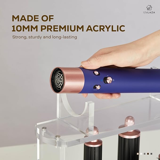 LifeLAZA Acrylic Holder and Organizer Compatible with Airwrap of Dyson and Airwrap Attachments, Airwrap Stand Storage, Countertop Airwrap Styler Rack Compatible with Airwrap Accessories
